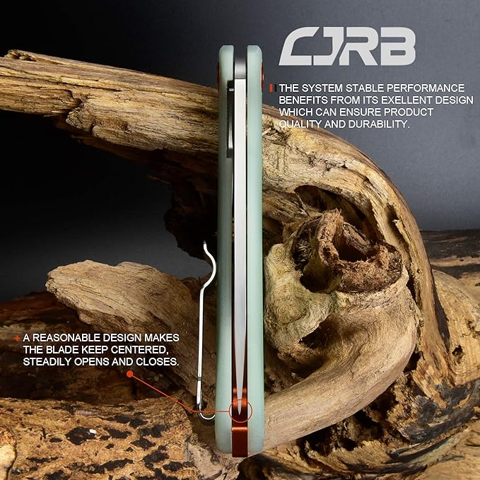 CJRB Small Folding Pocket Knife with Stonewash AR-RPM9 Powder Steel Blade and G10 Handle Tactical