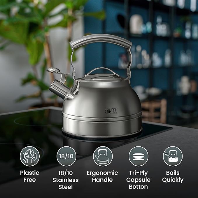 GIPFEL INTERNATIONAL Whistling Tea Kettle Stovetop - Food Grade Stainless Steel Teapot for Stove