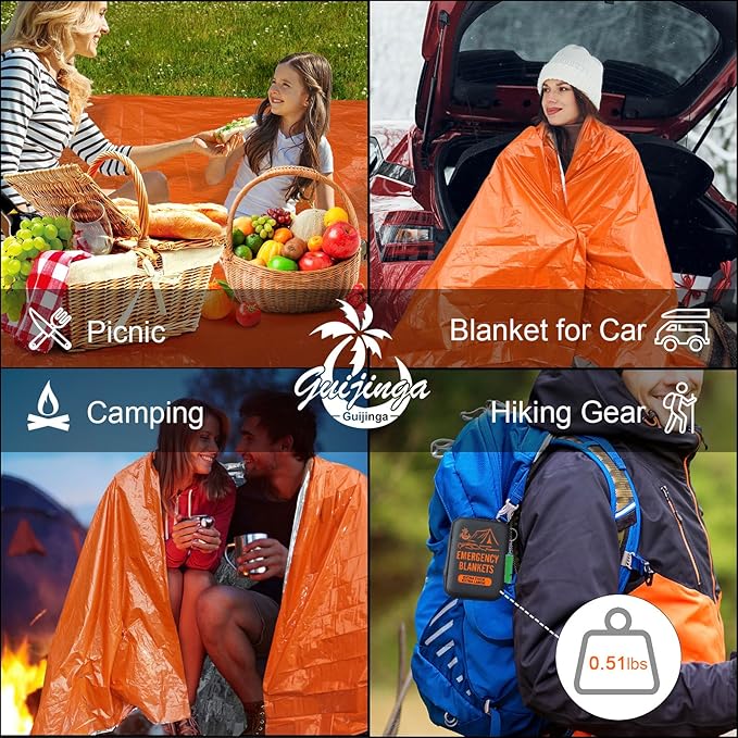 Emergency Blankets for Survival, 2-Pack/4-Pack Space Blankets, Gigantic & Extremely Thick Mylar