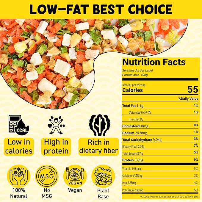 Ramen Toppings Mix Dehydrated Vegetables - Freeze-Dried Tofu & Vegetables, 100% Natural Vegetable