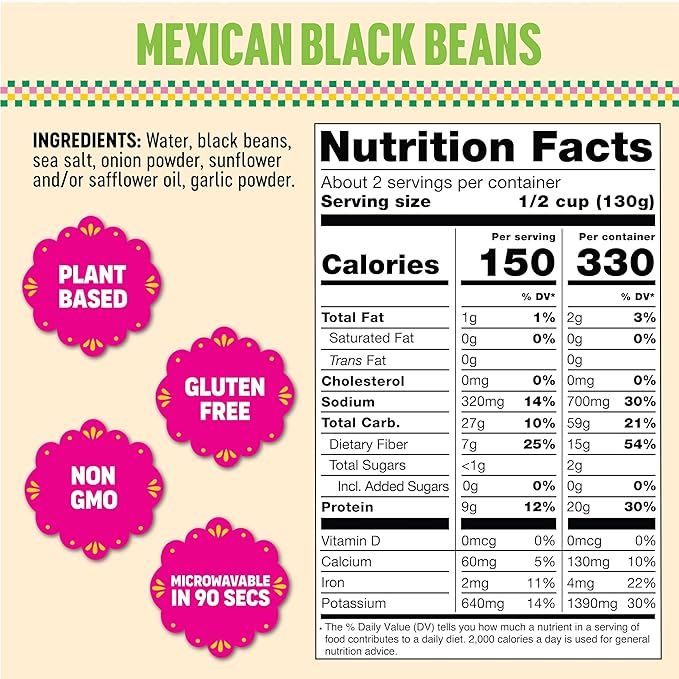 SOMOS Mexican Black Beans ??Gluten Free, Non-GMO, Vegan & Microwavable Meals Ready to Eat
