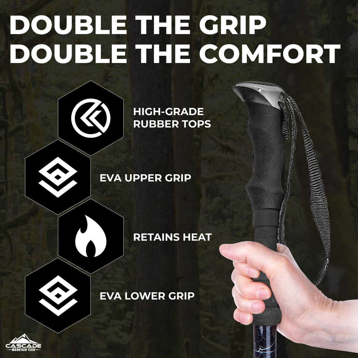 Cascade Mountain Tech Trekking Poles - Aluminum Hiking Walking Sticks with Adjustable Locks