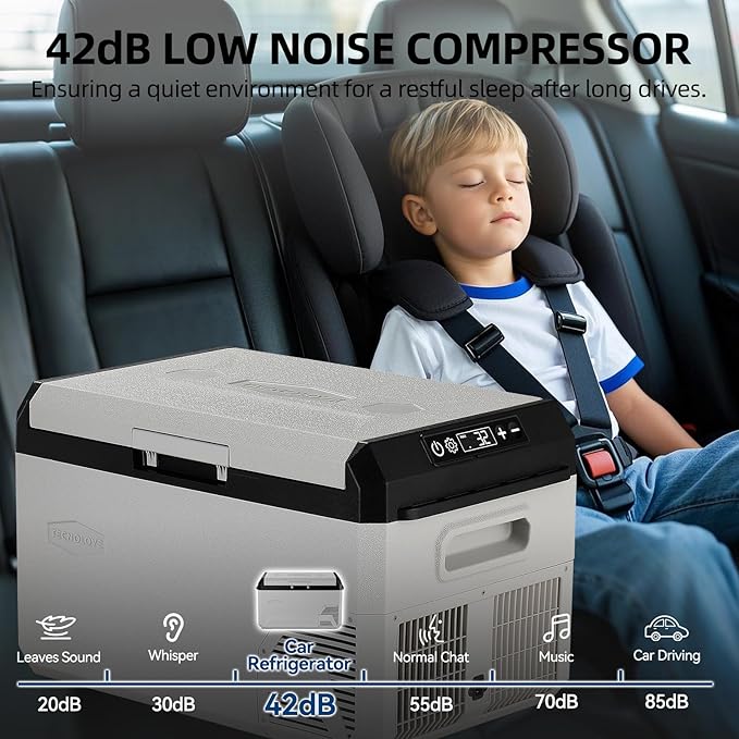 12V Car Refrigerator, 22QT Portable Freezer Compressor Cooler with Reversible Door, 100–240V AC /