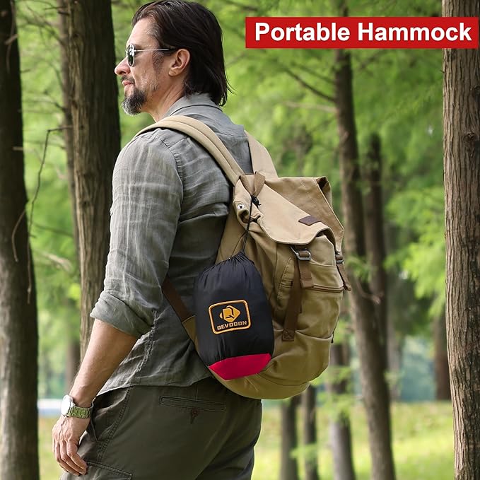 Camping Hammock with Net,Portable Lightweight Double Hammocks with Tree Straps and Solid D-Shape