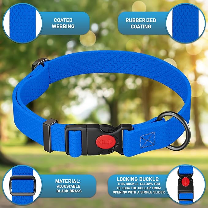 Adjustable Dog Collar with QR Code Dog Tag ID Attached - Made in USA - Honeycomb Waterproof Heavy