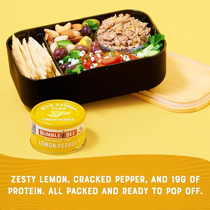 Bumble Bee Snackers - Lemon Pepper Tuna, 3 oz Easy Open Can - 19g Protein per Serving - Wild Caught