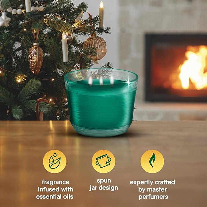 Glade 3-Wick Scented Candle Jar, Balsam & Spruce, Air Freshener Infused with Essential Oils, 6.8