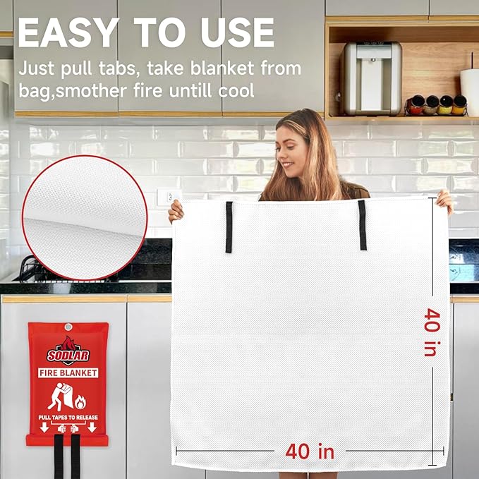 Fire Blanket Emergency for Home Kitchen - 6 Pack 40"x40" Fireproof Safety Protection Fiberglass