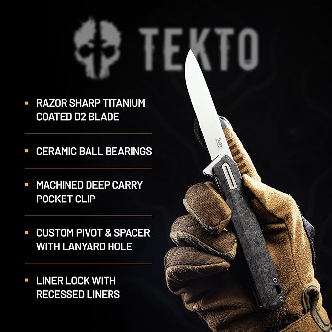 F2 Bravo Folding Knife Pocket - D2 Steel Blade, Ceramic Ball Bearings - EDC - Snap, Swift Flip