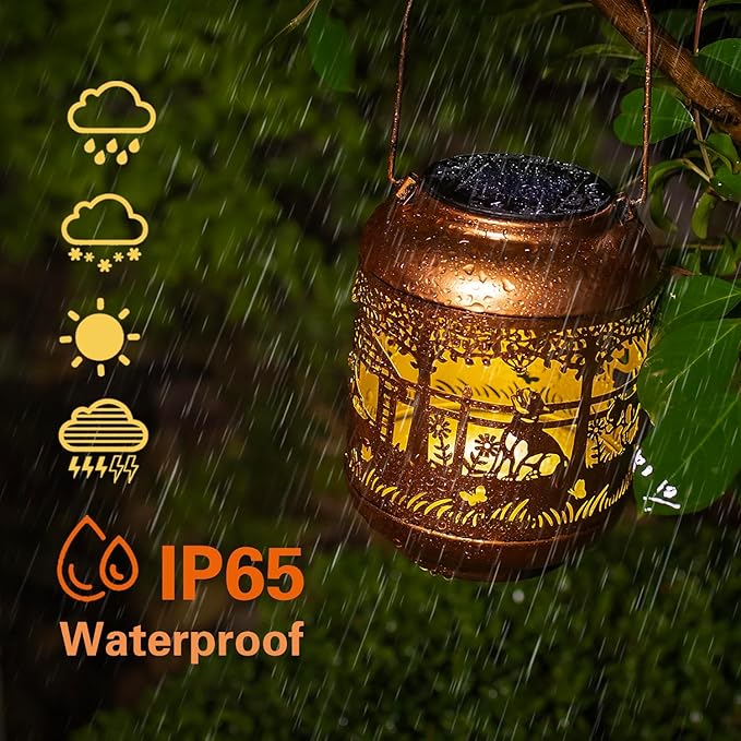 2 Pack French Bulldog Solar Lanterns Outdoor Waterproof,Hanging Solar Lights French Bulldog Gifts