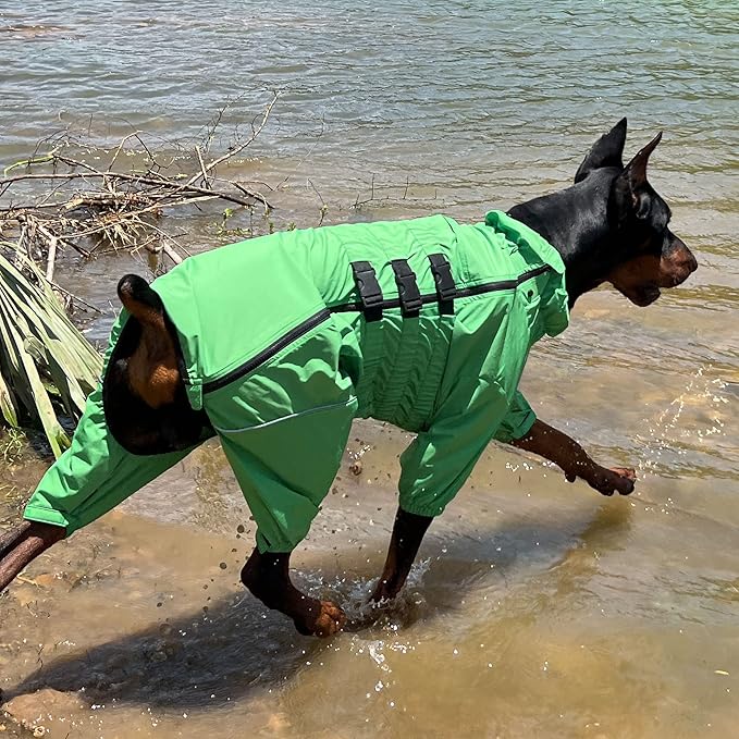 Dogs Waterproof Jacket, Lightweight Waterproof Jacket Reflective Safety Dog Raincoat Windproof