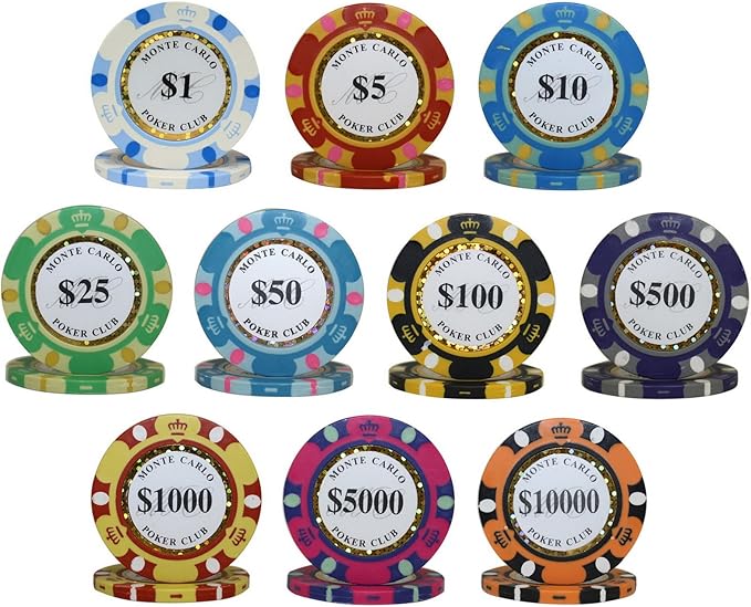 1000 pcs 14g Monte Carlo Poker Club Poker Chips Set with Deluxe Black Case Custom Build