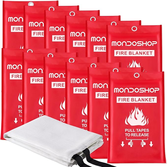 Mondoshop Fire Blanket for Home Kitchen Camping 12 Pack Emergency Fire Blanket Fire Resistant