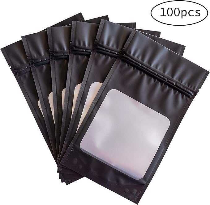 HANSER | Smell Proof Odorless Mylar Resealable Foil Pouch Bags with clear Window | Stand up bottom