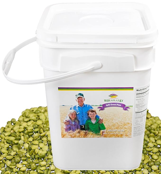 Wheatland Green Split Peas • Grown by Family Farmers in Utah/Idaho • 20 lb Bucket with Mylar liner