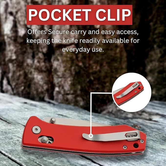 Rite Edge Premium Folding Pocket Knife 4.25" With Stainless Steel Blade, G10 Handle, Belt Clip