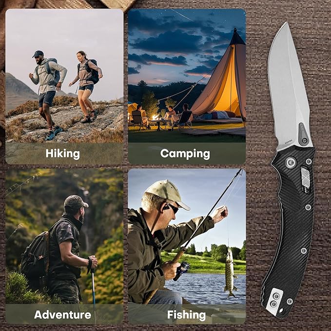Folding Pocket Knife for Men, M390 3.7" Blade with G10 Handle and Crossbar Lock, EDC Knife for