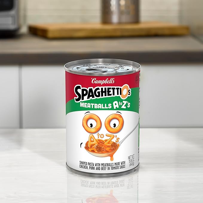 SpaghettiOs A to Z's Canned Pasta with Meatballs, 15.6 oz Can (Pack of 6)