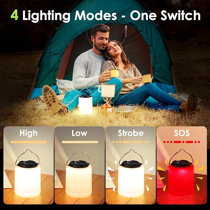 LED Camping Lantern, Rechargeable Camping Light, 4 Modes Outdoor Flashlights Lanterns with 1000LM
