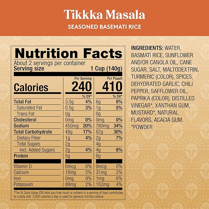 Royal Ready-to-Heat Tikka Masala Seasoned Basmati Rice (8.5oz, Pack of 6)