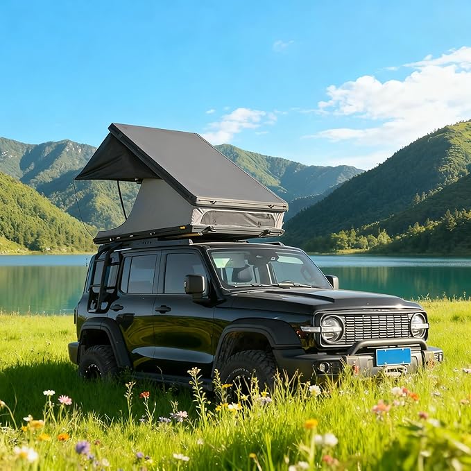 Hardshell Rooftop Tent, Car Roof Tent for Camping, Jeep, SUV, Van, with Aluminum Alloy Shell, 300D