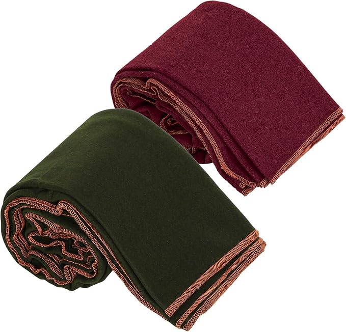 Peryiter 2 Pcs Military Wool Blanket Large 64" x 88" Camping Blanket Survival 3.3 Lbs Each Thick
