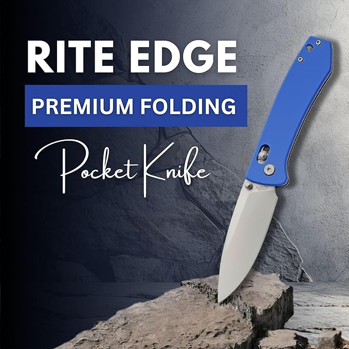 Rite Edge Premium Folding Pocket Knife 4.25" With Stainless Steel Blade, G10 Handle, Belt Clip