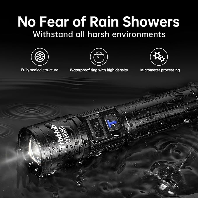 Rechargeable Flashlights 2 Pack, Super Bright High Lumens Flash Light, 5 Modes Zoomable Linternas