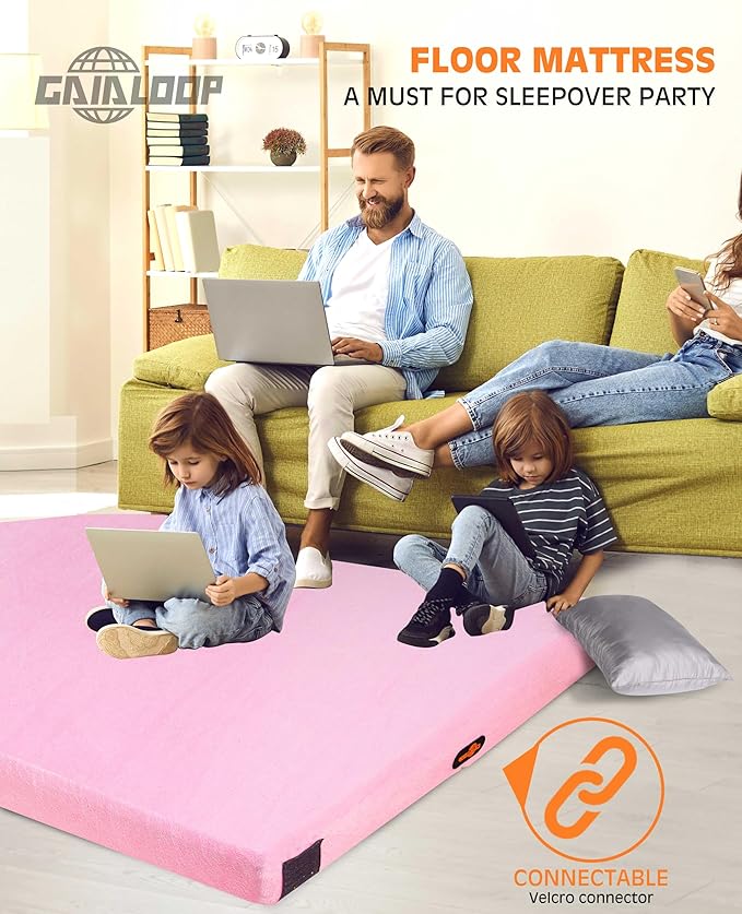 3 Inch GAIALOOP Thick Memory Foam Camping Mattress Sleeping Pad [Car/Tent/Cot] Glamping Portable