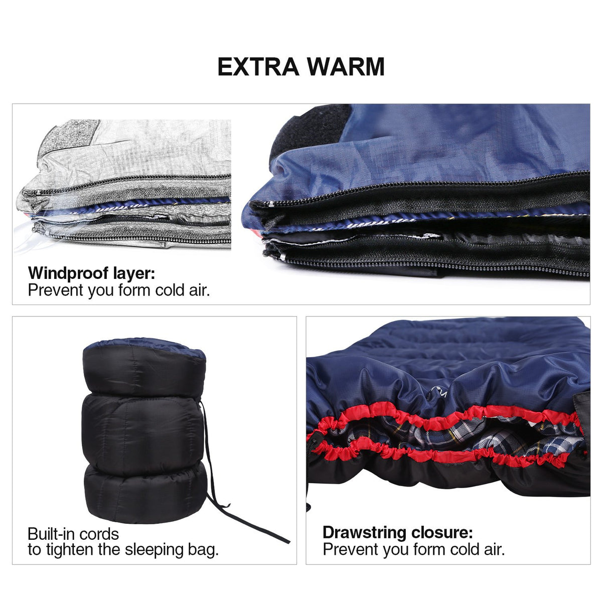 REDCAMP Sleeping Bag - 33 Inches, Navy Blue - product view 4