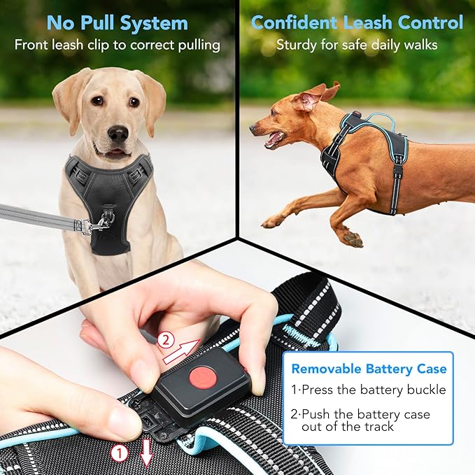 Light Up Dog Harness, No Pull LED Dog Harness with Handle, Rechargeable Lighted Safety Vest for