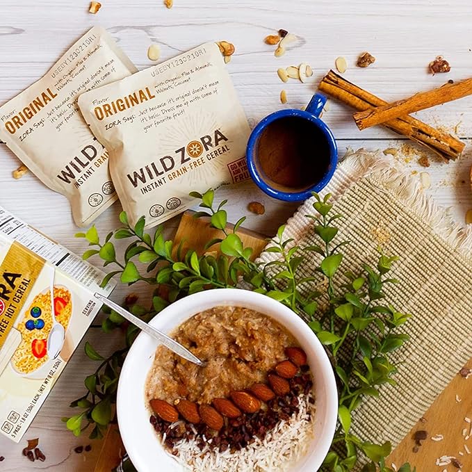 Wild Zora Instant Grain-Free Hot Cereal - Tasty Paleo Friendly Cereals, Instant Hot Meal, Breakfast