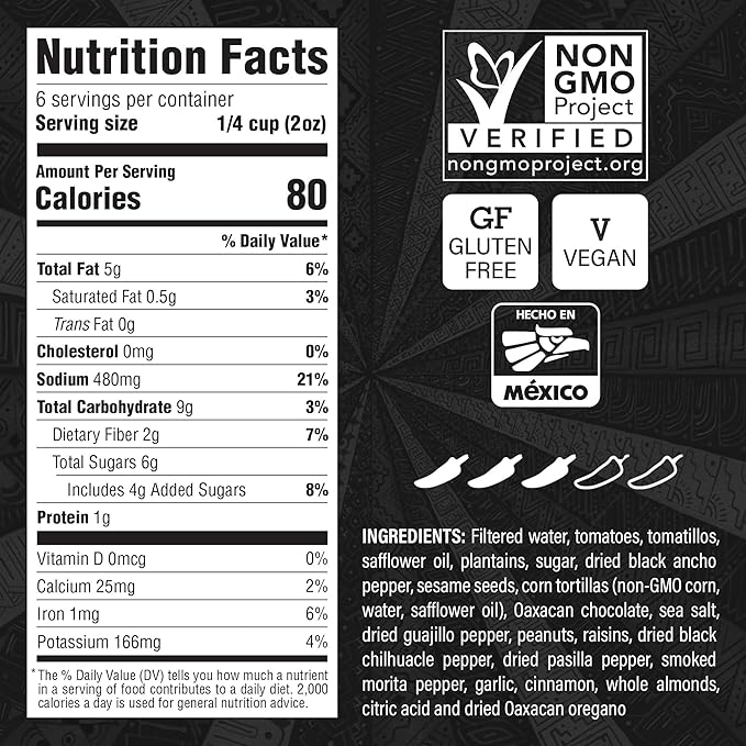 Ya Oaxaca - Mole Sauce - Negro - Medium Spice Flavor - Blend of Smoked & Dried Chiles, Spices, &