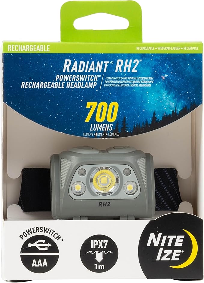 Nite Ize Radiant RH2 PowerSwitch Rechargeable Headlamp - Hands-Free Flashlight Alternative