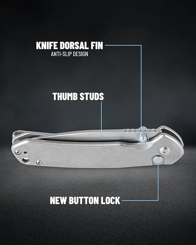 CJRB Folding Knife Pyrite (J1925) AR-RPM9 Balde and Stainless Steel Handle Button Lock EDC Pocket