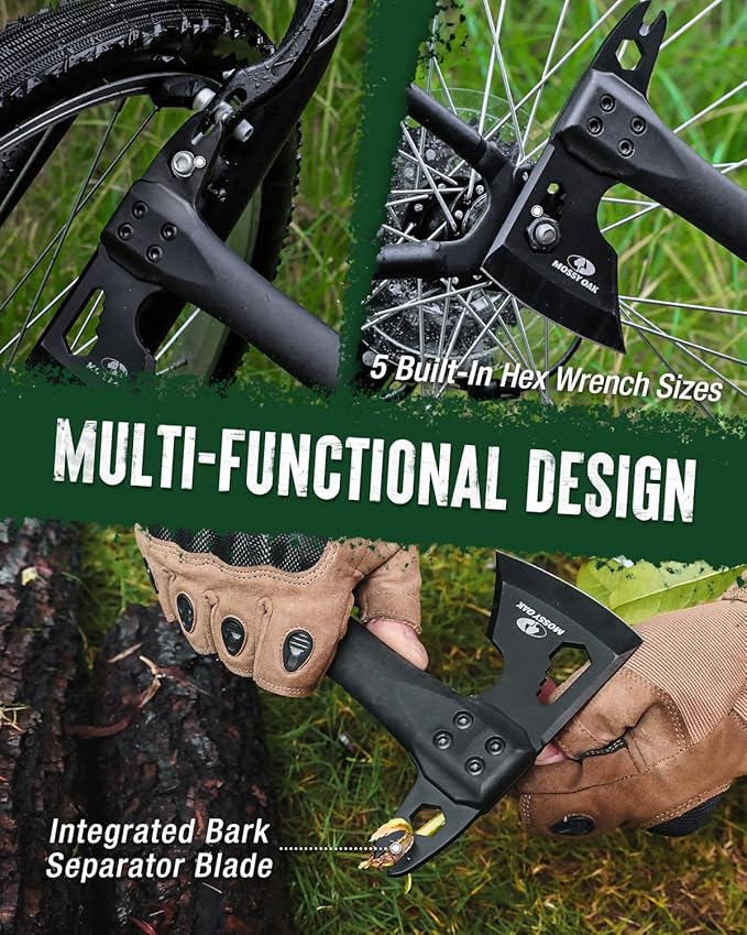 MOSSY OAK 12" Camping Axe and Survival Hatchet with Sheath, Compact Outdoor Multitool Hatchet with