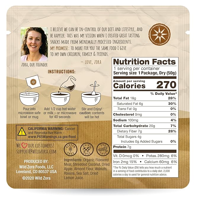 Wild Zora Instant Grain-Free Hot Cereal - Tasty Paleo Friendly Cereals, Instant Hot Meal, Breakfast