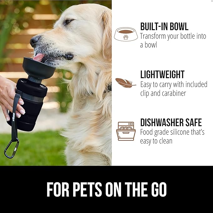 GORILLA GRIP Dog Water Bottle, Portable Water Bowl Dispenser for Dogs, 20 oz Leak Proof Pet Travel