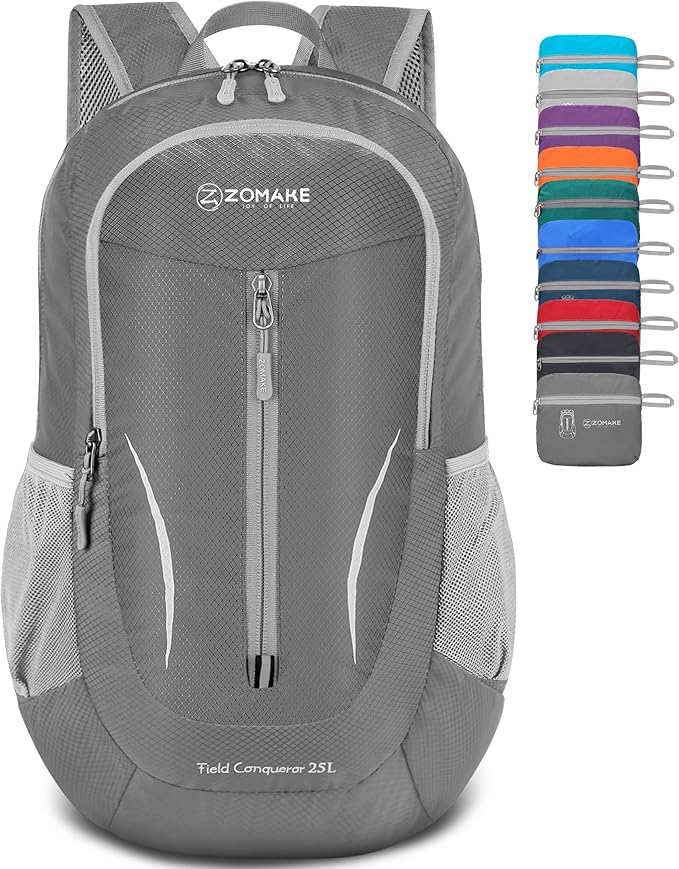 ZOMAKE Ultra Lightweight Packable Backpack 25L, Foldable Hiking Backpacks Water Resistant Small