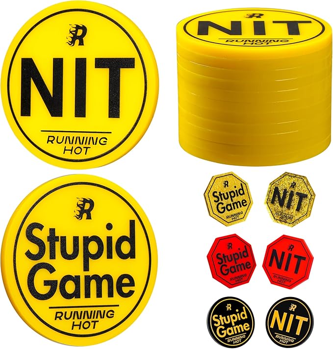 RUNNING HOT Nit Button Set for Texas Hold'em & Omaha Poker (Pack of 10) - Professional Chips for