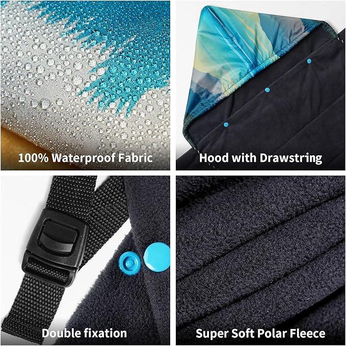 Waterproof Stadium Blanket, Fleece Camping Blanket Wearable Soft Warm Camp Blanket for Outdoor