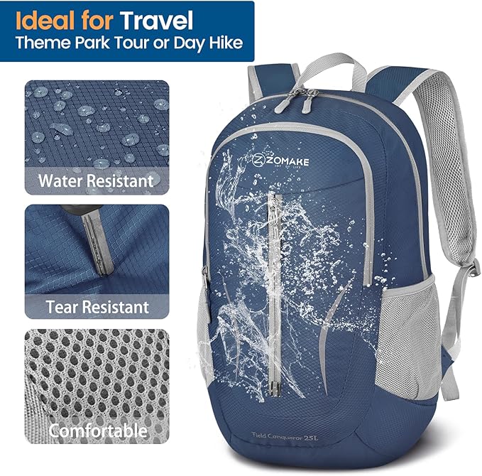 ZOMAKE Ultra Lightweight Packable Backpack 25L - Foldable Hiking Backpacks Water Resistant Small