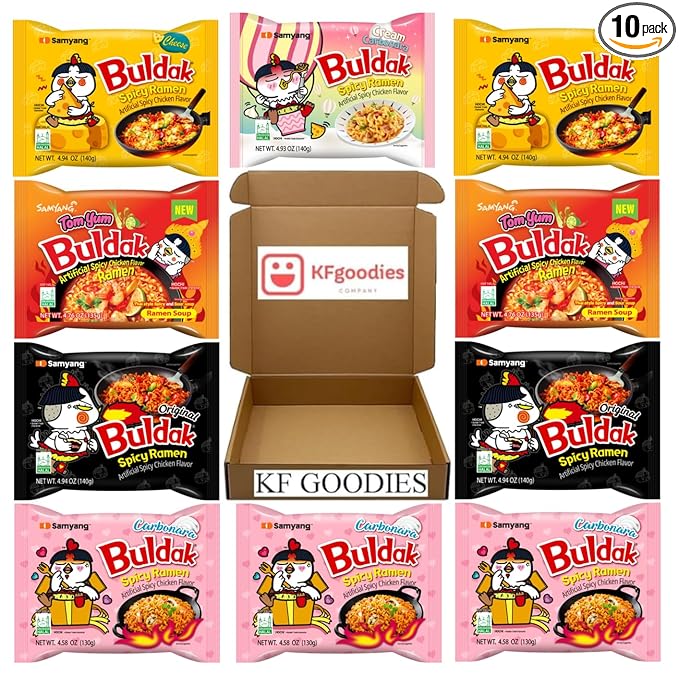 Samyang Buldak Hot Spicy Chicken Ramen Noodle Korean Stir-Fried Ramen (10 Pack, Carbonara (3)