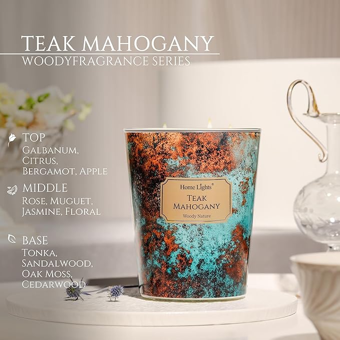 HomeLights Large jar Candle | 3-Wick Long-Lasting Scented Candles, 34oz Natural Soy Wax Candle for