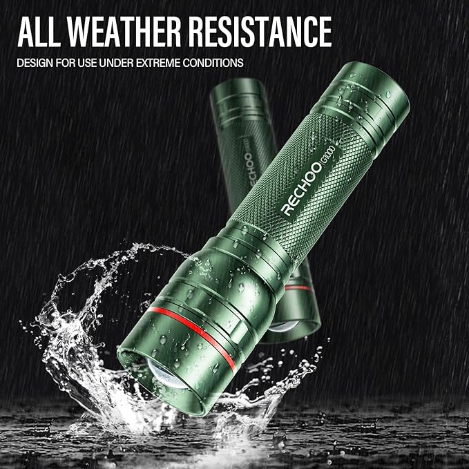 Rechargeable Flashlights High Lumens, G1000 Super Bright Flash Light 2 Pack, Small Zoomable LED