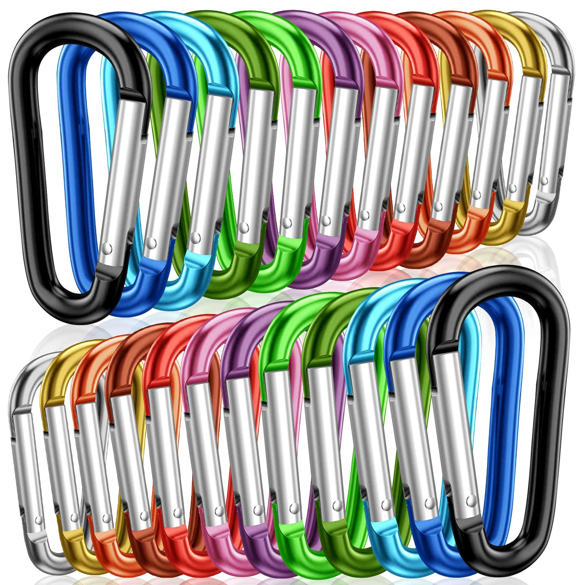 STURME 2" Aluminum D Ring Carabiners Clip D Shape Spring Loaded Gate Small Keychain Carabiner Clip