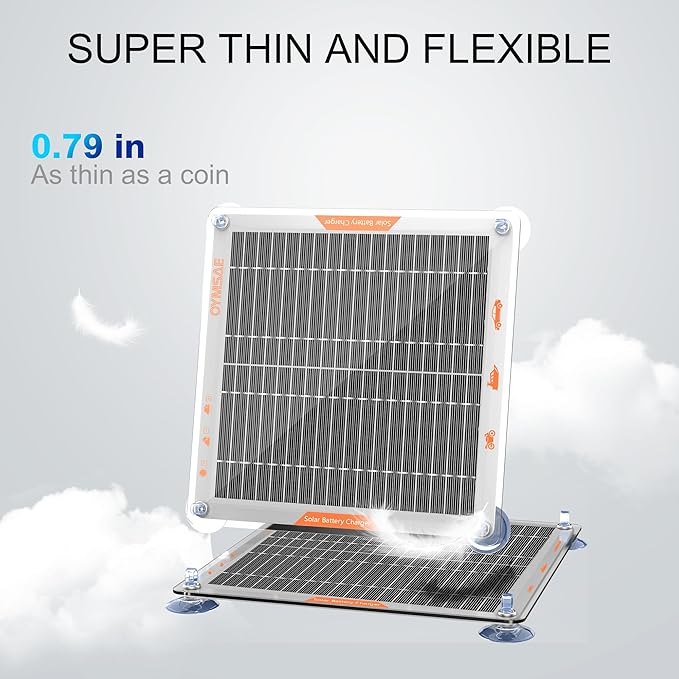 OYMSAE White 5W 12V Solar Car Battery Charger Portable Waterproof Solar Power Battery Charger &