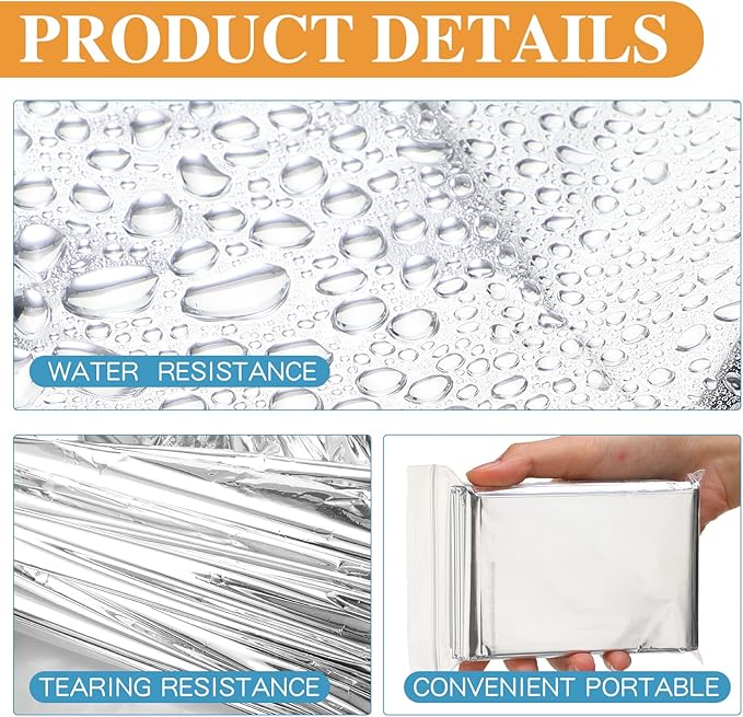 Macarrie Emergency Blanket Bulk - Survival Thermal Silver Foil Reflective Blankets Set Pack for
