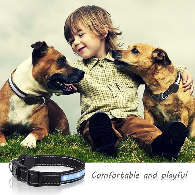 Light Up Dog Collar, Safety LED Dog Collars Rechargeable 7 Colors in One Lighted Dog Collar Glow in