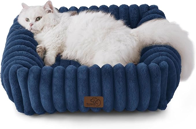 Bedsure Cute Dog Beds Large Sized Dog - Washable Furry Pet Beds, Rectangle Orthopedic Corduroy